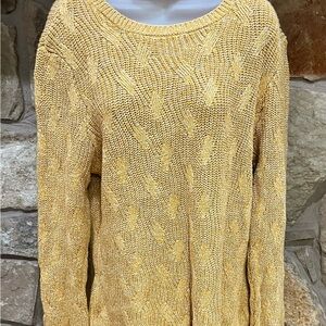 Goldenrod Harvest Yellow Sweater by Appleseed Women Medium Pullover 100% Cotton